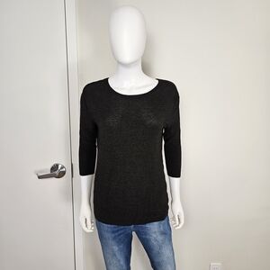 Wilfred Black Dark Ribbed Detail 3/4 Sleeve Sweater Sz XS
